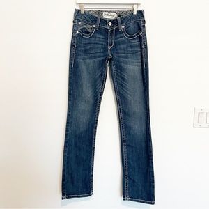 ARIAT denim contrast stitch mid rise straight jeans  stretch blue size 29 LONG